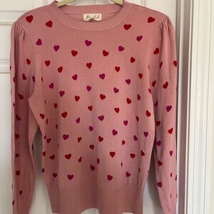 Pink Heart Pattern Sweater